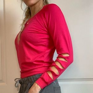 Lucky in Love Mesh Longsleeve Cutout Top